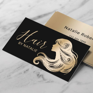 Hair Stylist Modern Black & Gold Beauty Salon Visitekaartje