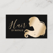 Hair Stylist Modern Black & Gold Beauty Salon Visitekaartje (Voorkant)