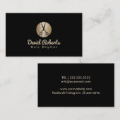 Hair Stylist Modern Black & Gold Hair Salon Visitekaartje (Voorkant / Achterkant)
