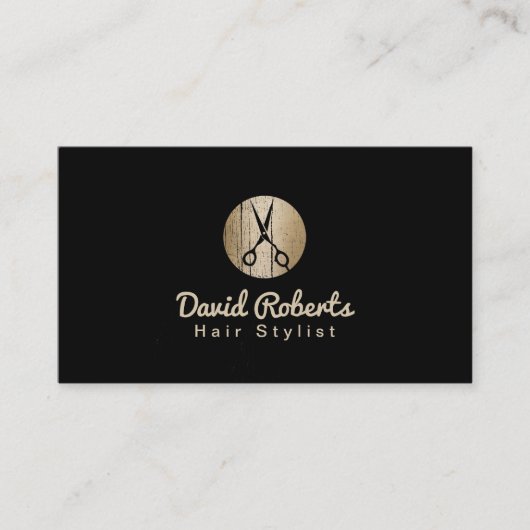 Hair Stylist Modern Black & Gold Hair Salon Visitekaartje (Voorkant)