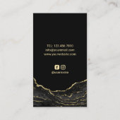 Hair Stylist Modern Black Gold Marble Hairdresser Visitekaartje (Achterkant)