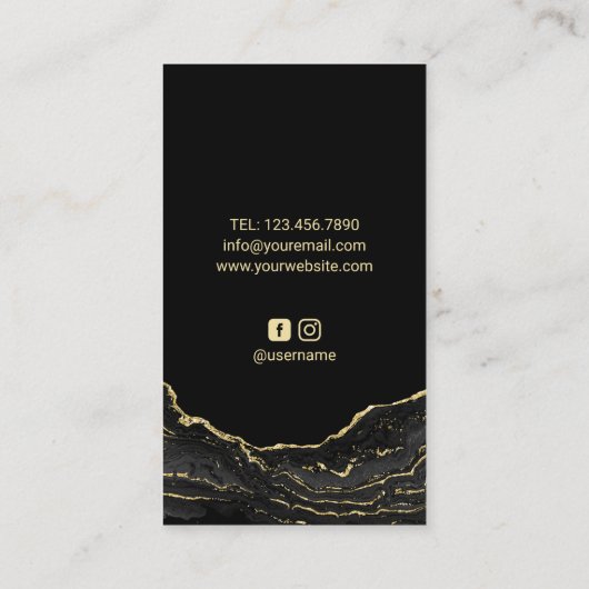 Hair Stylist Modern Black Gold Marble Hairdresser Visitekaartje (Achterkant)