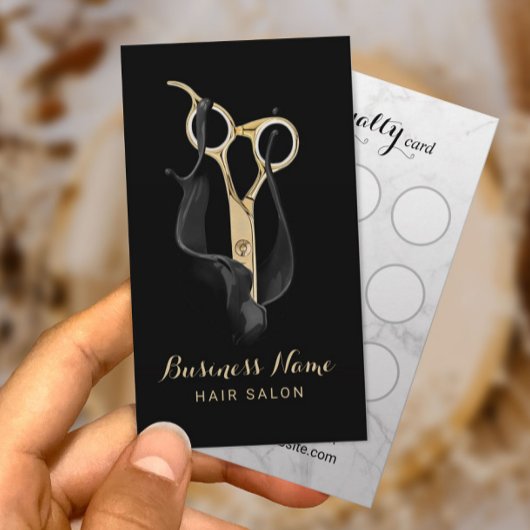 Hair Stylist Modern Black & Gold Salon Loyalty