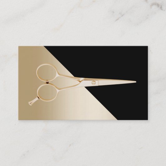 Hair Stylist Modern Black & Gold Scissor Visitekaartje (Voorkant)