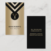 Hair Stylist Modern Black & Gold Visitekaartje (Voorkant / Achterkant)