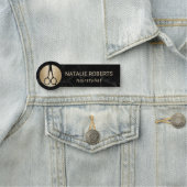 Hair Stylist Modern Black Marble Beauty Salon Naamplaatje (In situ)