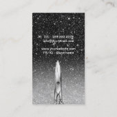 Hair Stylist Modern Black & Silver Glitter Salon Visitekaartje (Achterkant)