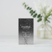 Hair Stylist Modern Black & Silver Glitter Salon Visitekaartje (Staand voorkant)