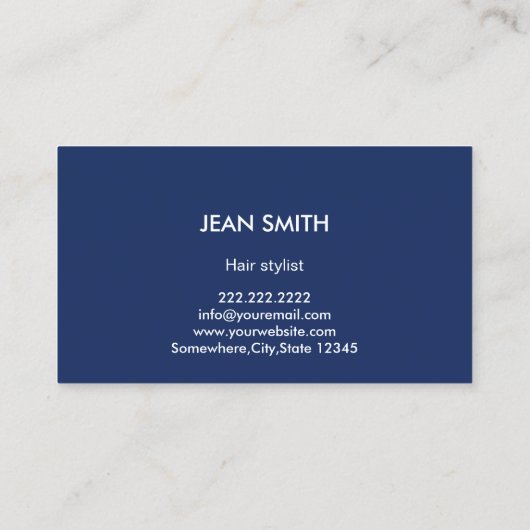 Hair Stylist Modern Blue Background Salon Visitekaartje (Achterkant)