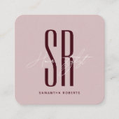 Hair stylist modern blue monogram initials vierkante visitekaartje (Voorkant)