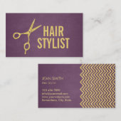 Hair Stylist Modern Bold Paars & Gold Visitekaartje (Voorkant / Achterkant)