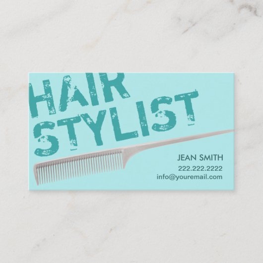 Hair Stylist Modern Bold Typography Turquoise Visitekaartje (Voorkant)