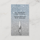 Hair Stylist Modern Dusty Blue & Silver Glitter Visitekaartje (Achterkant)