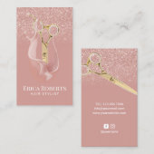 Hair Stylist Modern Glitter Roos Gold Splash Salon Visitekaartje (Voorkant / Achterkant)