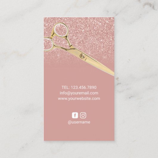 Hair Stylist Modern Glitter Roos Gold Splash Salon Visitekaartje (Achterkant)