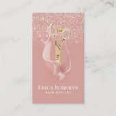 Hair Stylist Modern Glitter Roos Gold Splash Salon Visitekaartje (Voorkant)