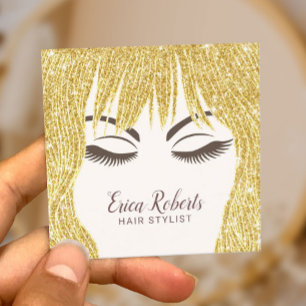 Hair Stylist Modern Gold Hair Girl Beauty Salon Vierkante Visitekaartje