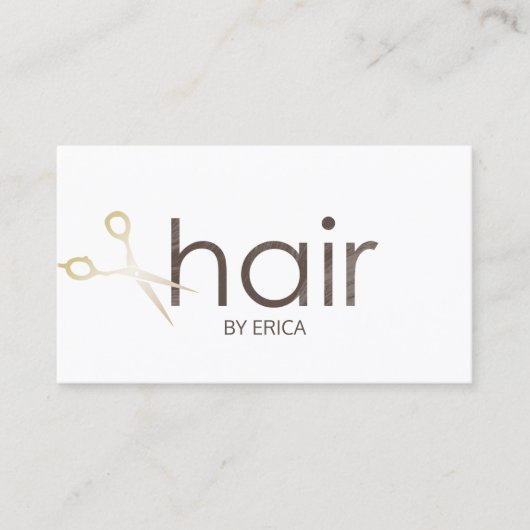 Hair Stylist Modern Gold Scissor Hair Salon Visitekaartje (Voorkant)