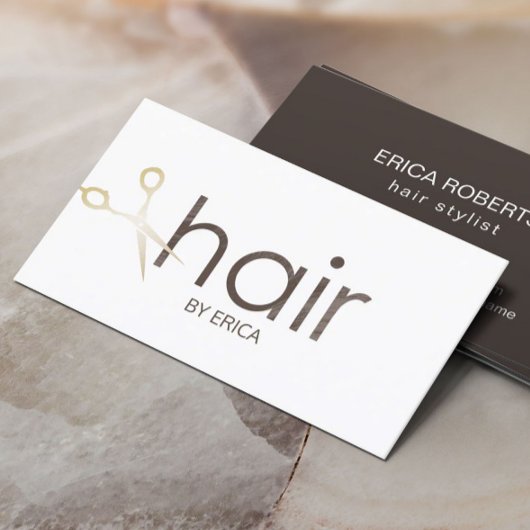 Hair Stylist Modern Gold Scissor Hair Salon Visitekaartje