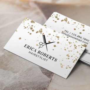 Hair Stylist Modern Gold Spletters Hairdresser Visitekaartje