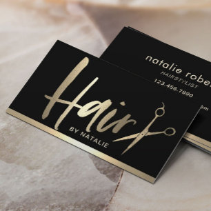 Hair Stylist Modern Gold Typography Beauty Salon Visitekaartje