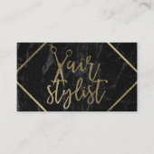 Hair Stylist Modern Gold Typography Black Marble Visitekaartje (Voorkant)