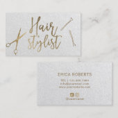 Hair Stylist Modern Gold Typography Classy SIlver Visitekaartje (Voorkant / Achterkant)