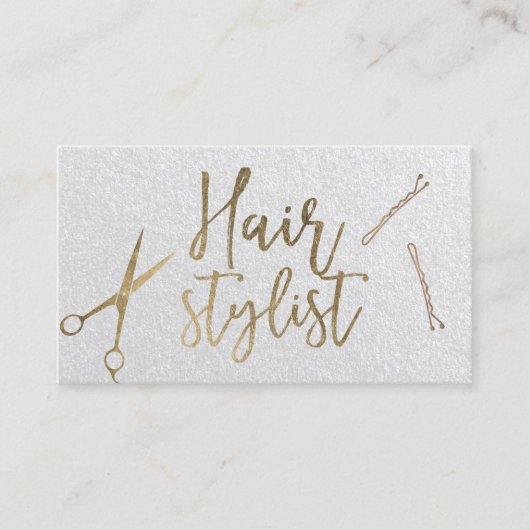 Hair Stylist Modern Gold Typography Classy SIlver Visitekaartje (Voorkant)