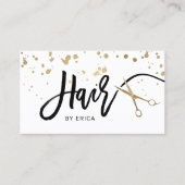 Hair Stylist Modern Gold Typography & Scissor Visitekaartje (Voorkant)