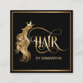 Hair stylist modern goudtypografie haarverlenging vierkante visitekaartje (Voorkant)