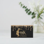 Hair stylist modern goudtypografie haarverlenging visitekaartje (Staand voorkant)