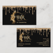 Hair stylist modern goudtypografie haarverlenging visitekaartje (Voorkant / Achterkant)