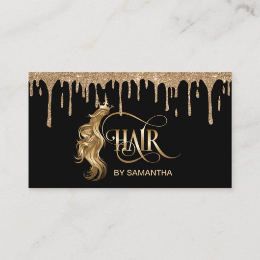 Hair stylist modern goudtypografie haarverlenging visitekaartje (Voorkant)