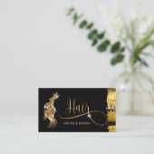 Hair stylist modern goudtypografie haarverlenging visitekaartje (Staand voorkant)