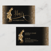Hair stylist modern goudtypografie haarverlenging visitekaartje (Voorkant / Achterkant)