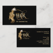 Hair stylist modern goudtypografie haarverlenging visitekaartje (Voorkant / Achterkant)