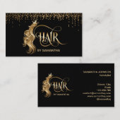 Hair stylist modern goudtypografie haarverlenging visitekaartje (Voorkant / Achterkant)
