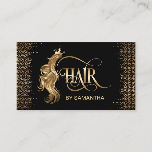 Hair stylist modern goudtypografie haarverlenging visitekaartje (Voorkant)