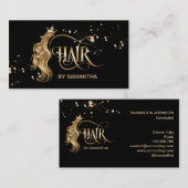 Hair stylist modern goudtypografie haarverlenging visitekaartje (Voorkant / Achterkant)