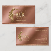 Hair stylist modern goudtypografie haarverlenging visitekaartje (Voorkant / Achterkant)