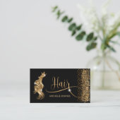 Hair stylist modern goudtypografie haarverlenging visitekaartje (Staand voorkant)
