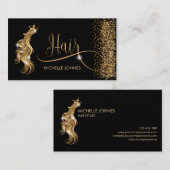 Hair stylist modern goudtypografie haarverlenging visitekaartje (Voorkant / Achterkant)