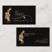 Hair stylist modern goudtypografie haarverlenging visitekaartje (Voorkant / Achterkant)