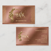 Hair stylist modern goudtypografie haarverlenging visitekaartje (Voorkant / Achterkant)
