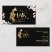 Hair stylist modern goudtypografie haarverlenging visitekaartje (Voorkant / Achterkant)