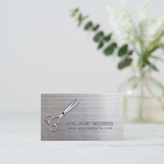 Hair Stylist Modern Metal Salon Appointment Afsprakenkaartje (Staand voorkant)