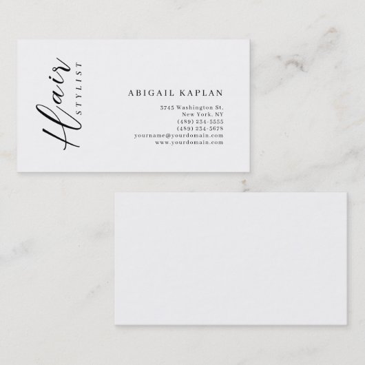 Hair Stylist Modern Minimalist Elegant Plain Visitekaartje (Voorkant / Achterkant)