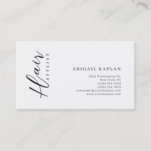 Hair Stylist Modern Minimalist Elegant Plain Visitekaartje (Voorkant)