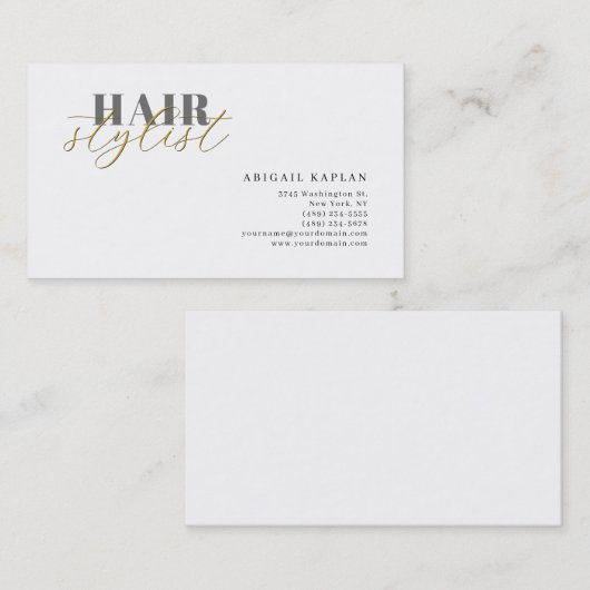 Hair Stylist Modern Minimalist Plain Professional Visitekaartje (Voorkant / Achterkant)