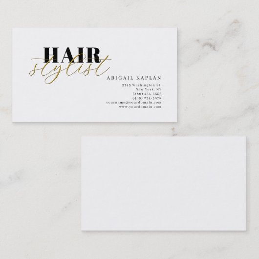 Hair Stylist Modern Minimalist Plain Profile Visitekaartje (Voorkant / Achterkant)